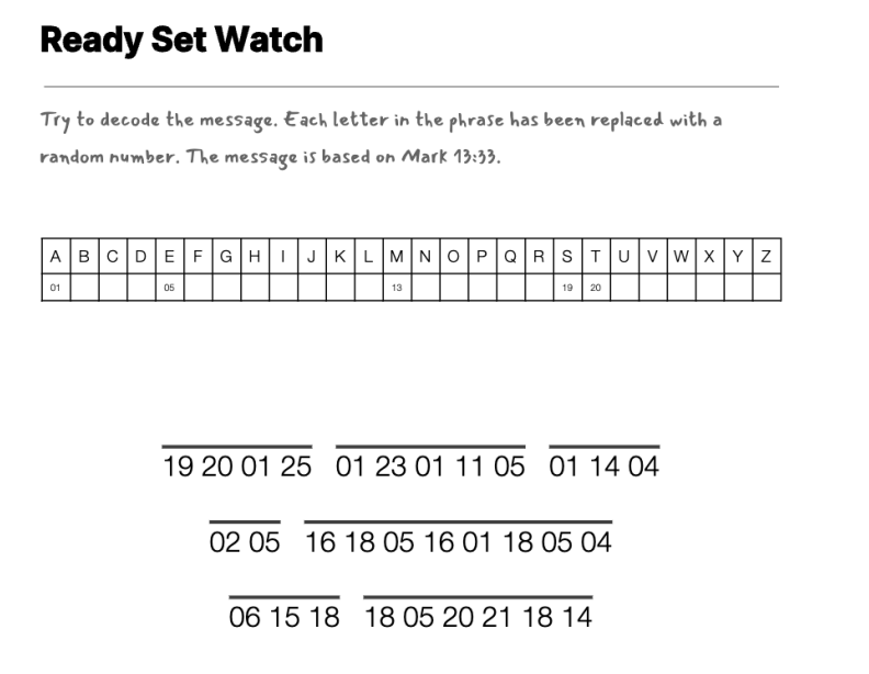 Watching and Waiting cryptogram